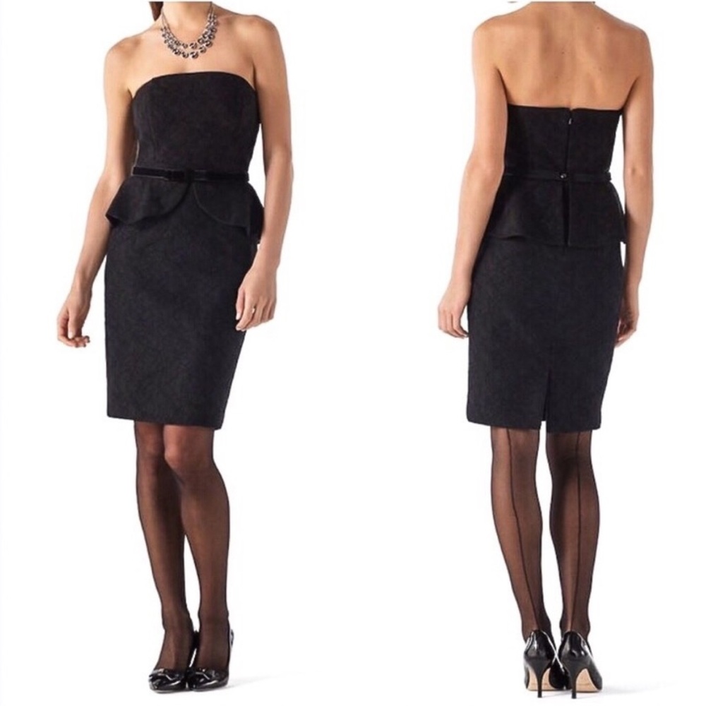 WHBM Strapless Lace Peplum Dress